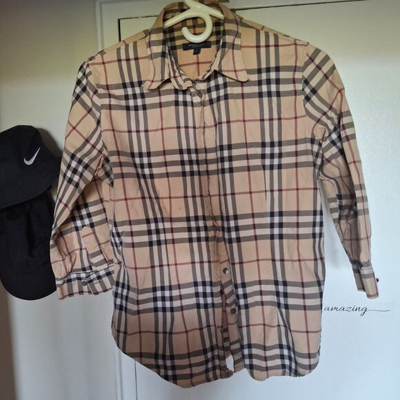 Burberry London Nova Check Shirt, Beige, Vintage, Button-Down - Picture 1 of 16